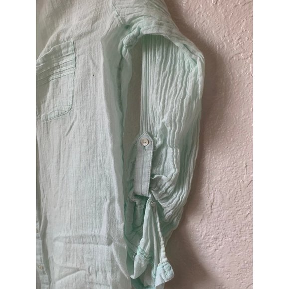 Promod thin mint blouse button up top - Picture 9 of 10